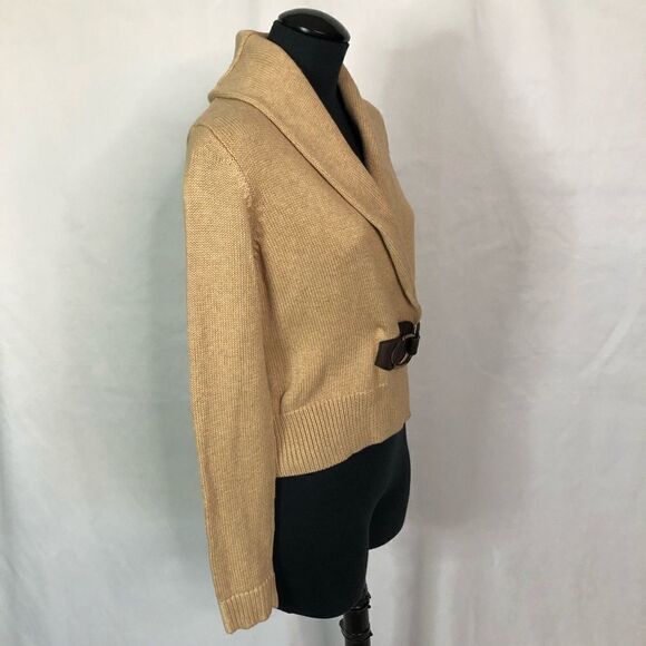 Lauren Ralph Lauren Y2K Buckle-Trim 100% Cotton Knit Cardigan - Women’s SP - Picture 2 of 6